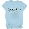thumbnail image 5 of QHWAUAKFBN T Shirts For Women Trendy Seester Short Sleeved Pullover Round Neck Tshirts Top, 5 of 6