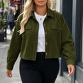 thumbnail image 6 of Iyufng Womens Collared Cropped Corduroy Jackets Button Down Open Front Long Sleeve Casual Shacket Outerwear, 6 of 9