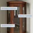 thumbnail image 3 of BELLEZE Lorona Floor Standing 5 Sided Lighted Corner Curio Cabinet, Walnut, 3 of 6