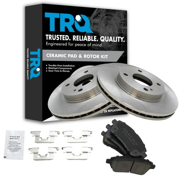 TRQ Front Brake Pad & Rotor Kit Brake Pads Brake Rotor Ceramic Fits Select 2011-2018 Ford Fiesta