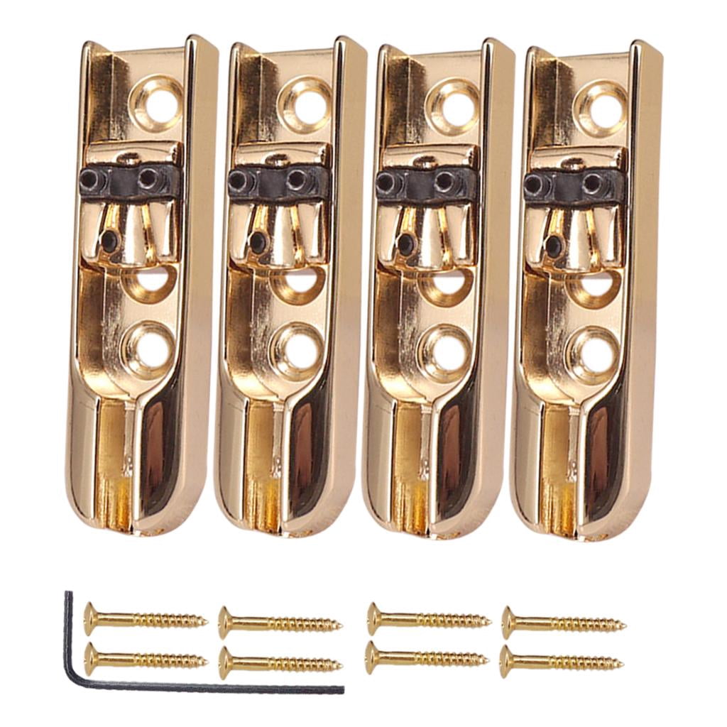 Dualoai 4PCS Bass Bridge W/ Screws For 4 String Electric Bass Guitar Accessories - gold,