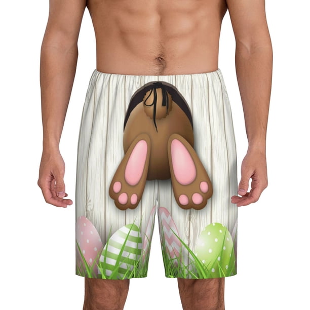 Fotbe Brown Bunny Pantalones Cortos de Pijama para Hombre, Ropa de Dormir, Pantalones de Pijama Cortos para Hombre-Large