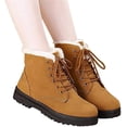 thumbnail image 6 of YAZI Women's Cotton Warm Fur Snow Winter Lace Up Flat Cute Plus Size Comfortable Ankle Platform Boots, 6 of 12