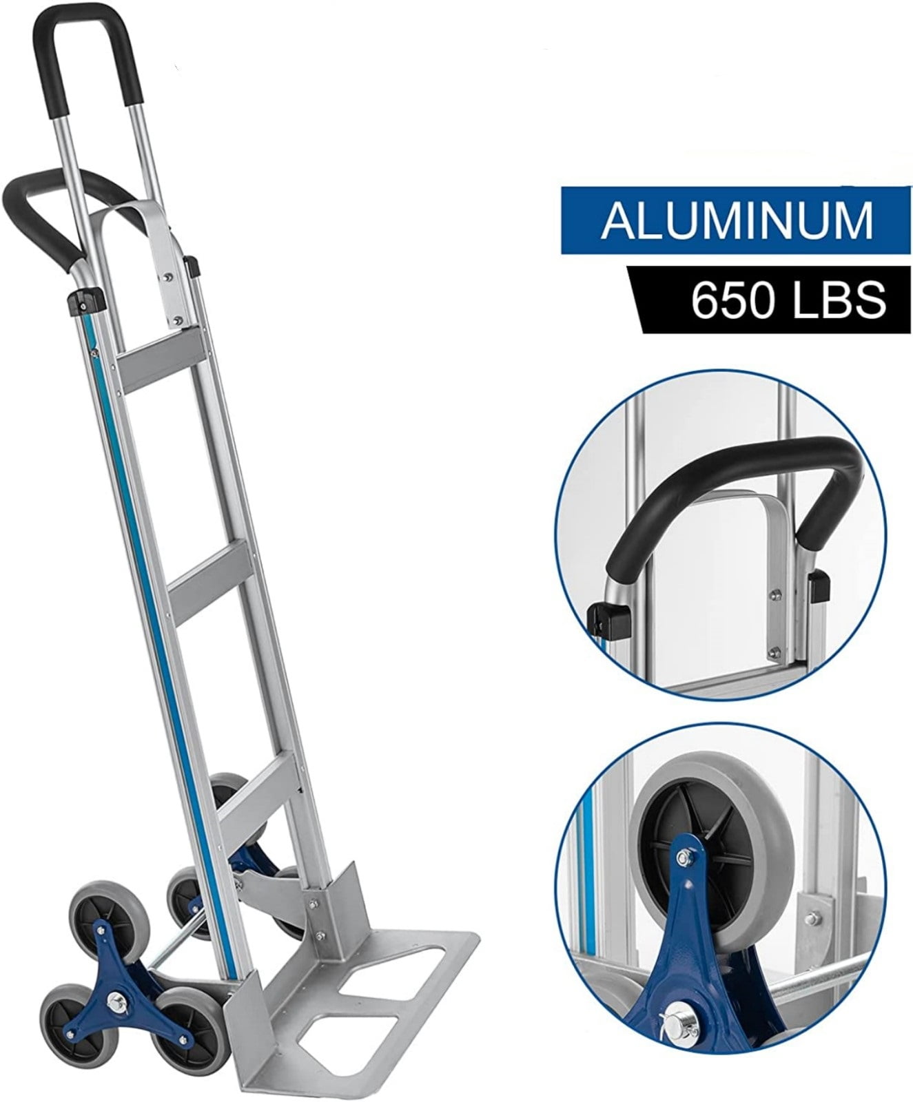 SHZOND Aluminum Hand Truck Stair Climber 650LBS Max Weight Capacity Stair Climbing Cart