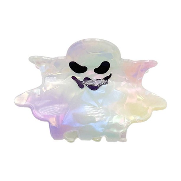 Wartleves Pinzas para el pelo con forma de fantasma para Halloween, pinzas para el pelo con forma de fantasma con efecto láser, pinzas bonitas para Halloween, bonitas pinzas para el pelo con forma de