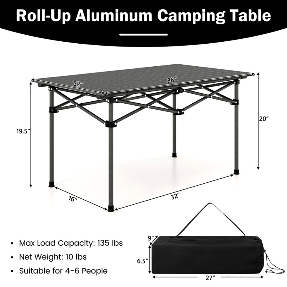 Aimee Lii Aluminum Camping Table for 4-6 People with Carry Bag, Folding Table for Camping and BBQ, Black Aimee Lii Aluminum Camping Table for 4-6 People with Carry Bag, Folding Table for Camping and BBQ, Black