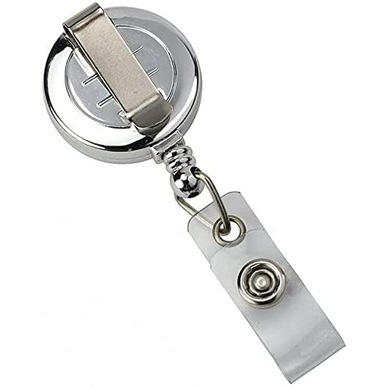 Retractable Badge Reel with Belt Clip - Shiny Metallic Bling Card Extender for Access Card or Key by Specialist ID (Silver), Size: 1 Single
