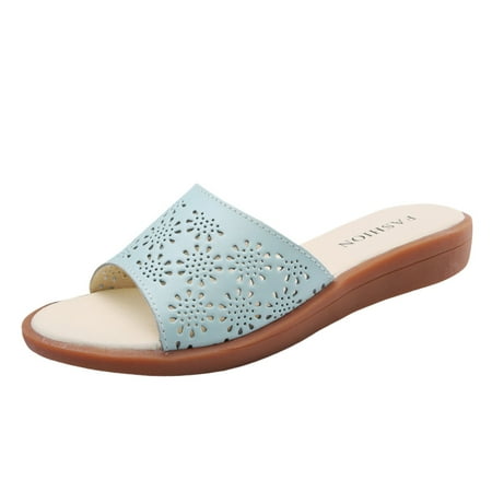 OJSFQUFP Sandals Women Dressy Summer Summer Breathable Slip On Flat Fashion Shoes Sandals for Lady Fashion Slide Sandals Womens 2024 Women s Slippers Blue 37