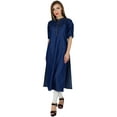 thumbnail image 2 of Bimba Women Denim Blue Kurti 3/4 Sleeve Casual Kurta Straight Tunic Blouse, 2 of 9