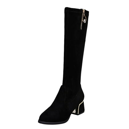

nsendm Thigh High Boots Size 14 Womens Womens Shoes Fashion Solid Color Knee High Wedge Boots for Women Wide Calf Shoes Black 6.5