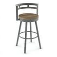 thumbnail image 2 of Home Square 2-Piece 29.5" Distressed Wood Swivel Bar Stool Set in Beige/Gray, 2 of 3