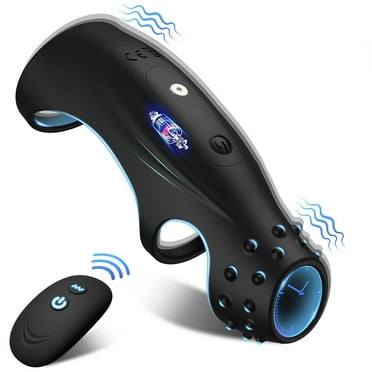 Leejoy Vibrating Penis Sleeve Penis Ring Cock Ring with Remote Control, Silicone, Black