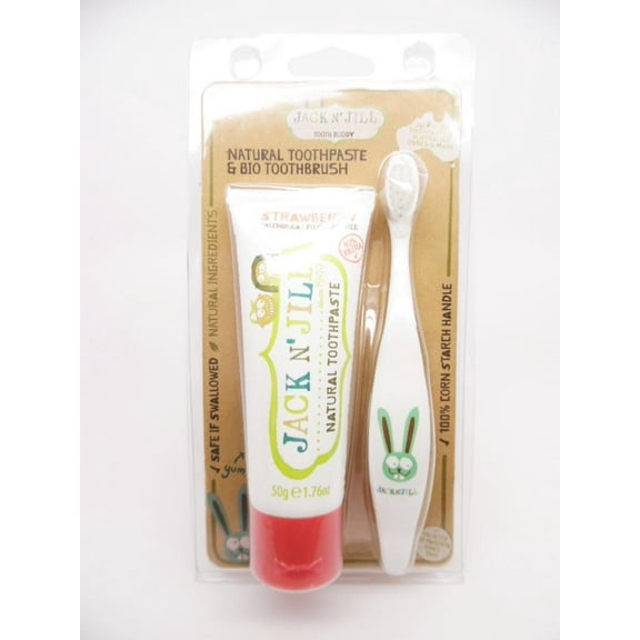 Jack N' Jill Natural Certified Toothpaste & Kid's Bio Toothbrush Duo - Strawberry