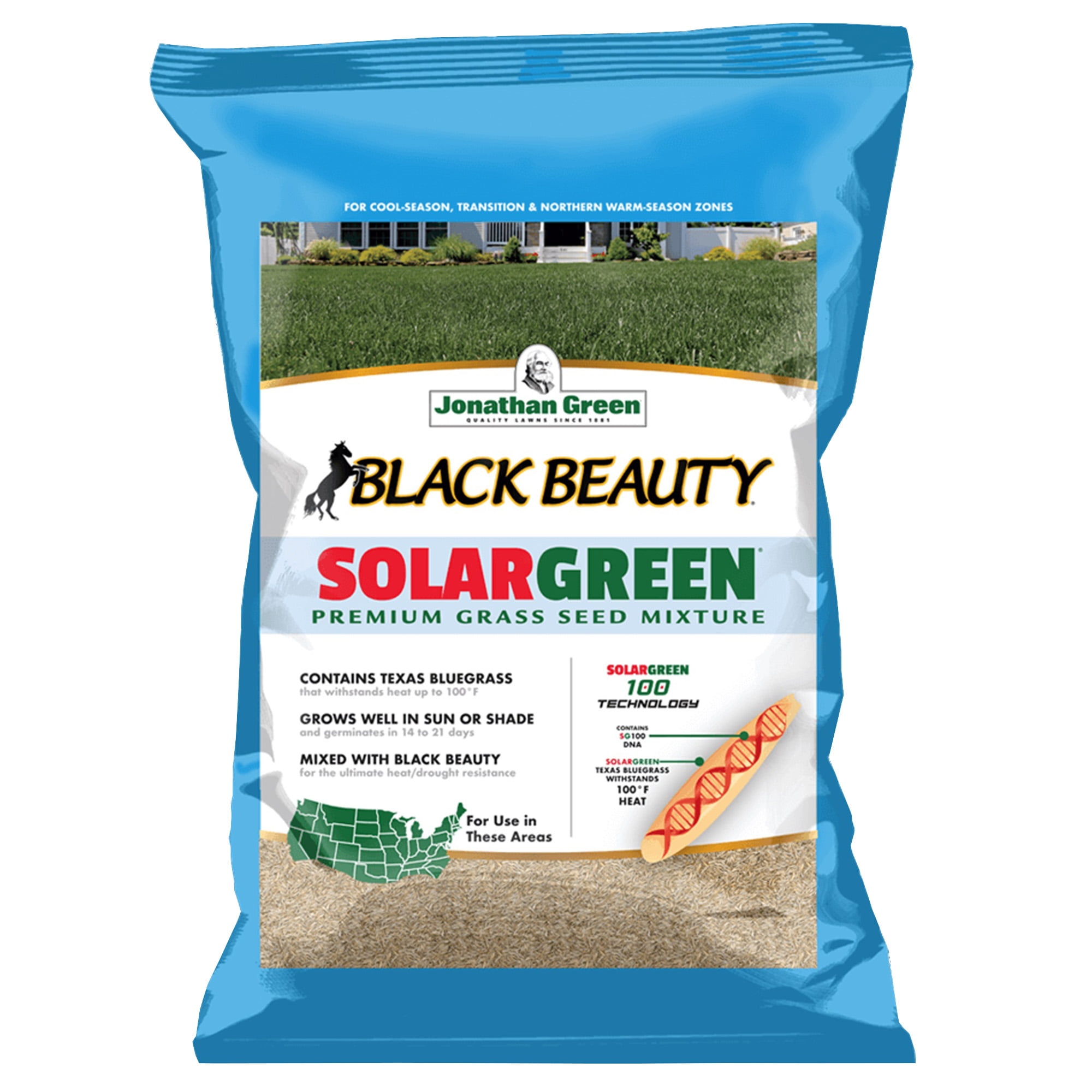 Jonathan Green (#10511) Black Beauty Solar Green Texas Bluegrass Grass Seed, 7#