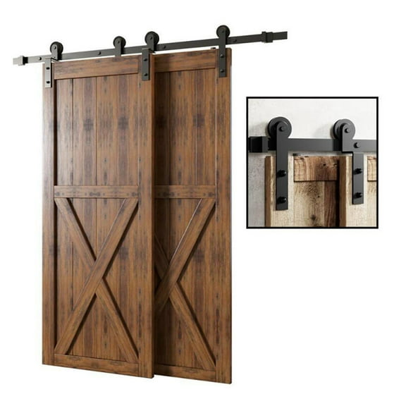 Sliding Barn Door Hardware Track Bent Hanger System Barn Door System Kit Furniture Buffer Reduce Noise ,Easy to Install