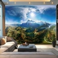 thumbnail image 3 of Modern Wallpaper Murals 3D 360x180 degree spherical equirectangular aerial panorama Flight Peel and Stick Removable Self-Adhesive PVC Wall Stickers for Nursery Kids Bedroom TV Wall Decor, 3 of 5