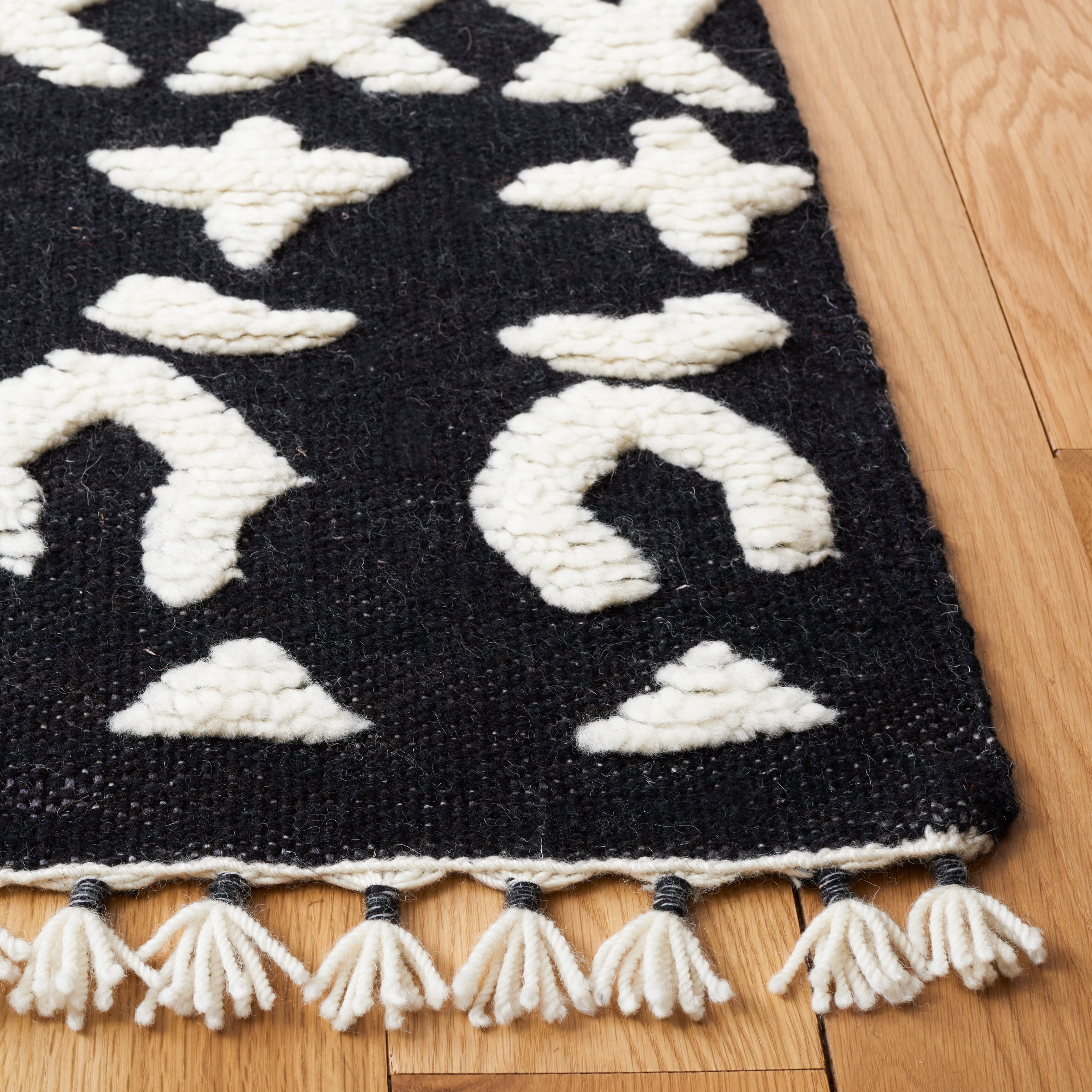 SAFAVIEH Casablanca Trent Geometric Wool Area Rug, Black/Ivory, 9' x 12'