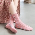 thumbnail image 3 of 5 Pairs Womens Floral Cotton Socks Vintage Patterned Crew Socks Novelty Ankle Ruffled Warm Casual Dress Socks, 3 of 7