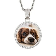 Saintda Custom Photo Memory Medallions Solid Pendant With 3mm Rope Chain Personalized Cubic Zircon Chains Birthday Gift