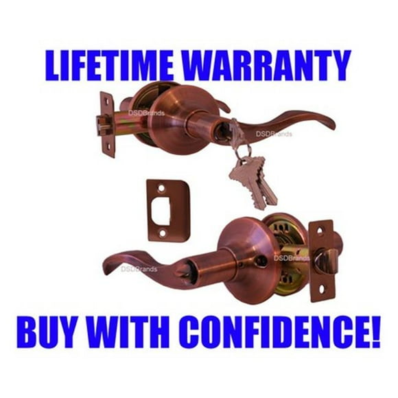 Constructor Prelude Entry Lever Door Lock with Knob Handle Lockset- Antique Copper