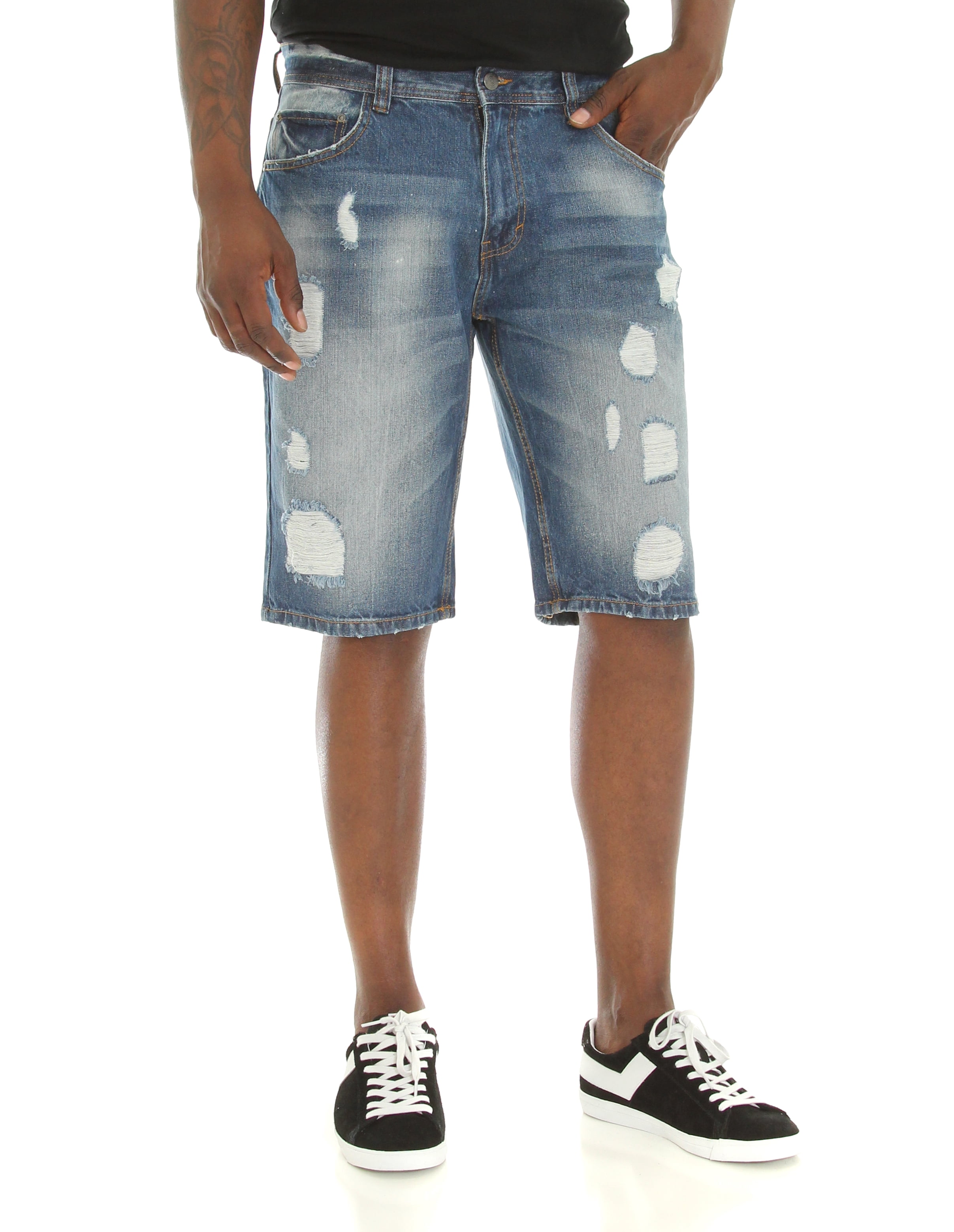Akademiks Men's Edge Wash Denim Shorts 