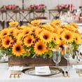 thumbnail image 2 of 6 Bundles Sunflowers Artificial Flowers Daisy Mums Fake Flowers Outdoor UV Resistant No Fade Fall Flowers 24 Stems Greenery Shrubs Indoor Outside Home Wedding Office DIY Garden Décor (Yellow), 2 of 4