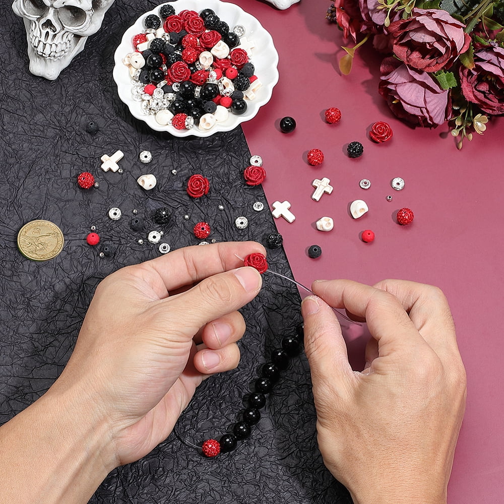 DIY Rose Bracelet/Necklaces Making Kits including Turquoise & Coral Beads Glass & Polymer Clay Rhinestone Beads Iron & Alloy Beads Elastic Thread