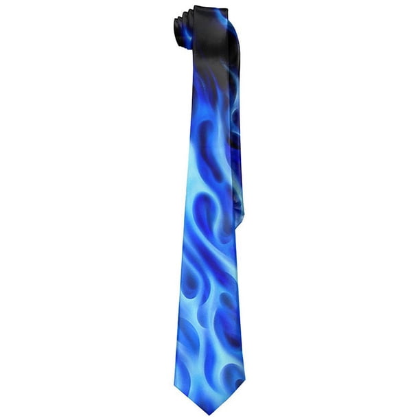 Corbatas textiles de lujo para hombre, de poliéster, llama azul, fuego, delgadas, a la moda, largas, formales, informales, para boda
