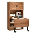 thumbnail image 3 of Uforic Foldable Sewing Machine Table and Desk with Craft Storage and USB Power Outlets in Brown, 3 of 9