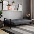 thumbnail image 3 of Pemberly Row Metal Arm Futon Full Black Frame with 6" Gray Microfiber Mattress, 3 of 7