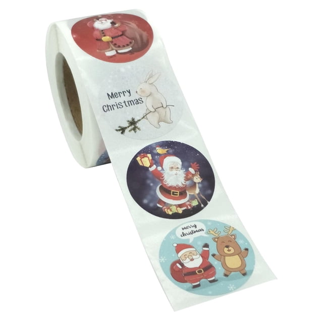 Rollo de 5 pegatinas navideñas para decorar y sellar regalos. 2
