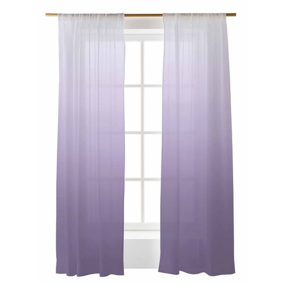 Sheer Curtains 2 Panels Set, Purple Gradient Window Sheer Curtains for Living Room/Bedroom, Light Filtering Rod Pocket Voile Drapes, 52" W x 84" L