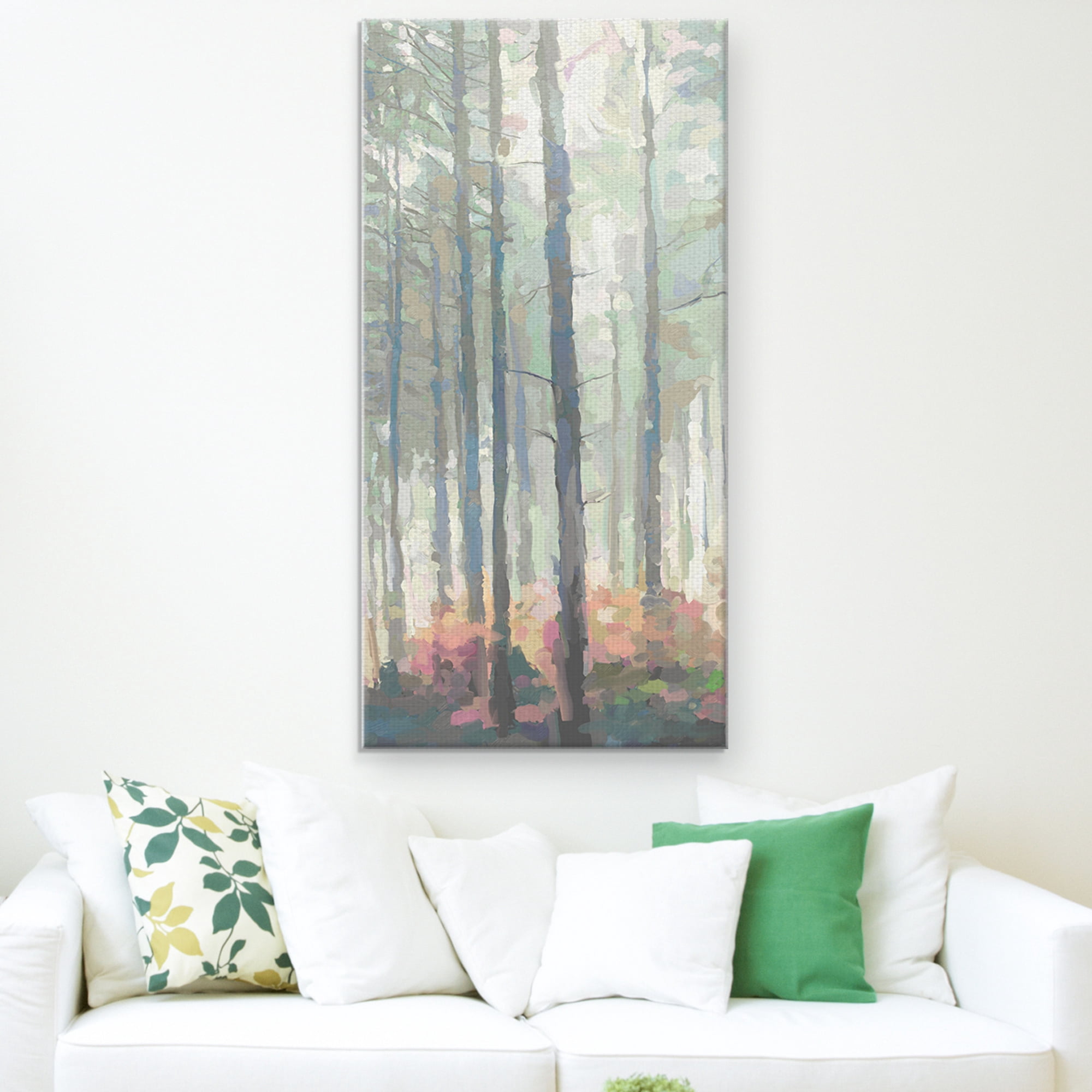 Masterpiece Art Gallery Woodland Journey Panel I Tall Forest Trees By Studio Arts Canvas Art Print 24" x 48"
