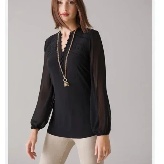 WHITE HOUSE BLACK MARKET Women’s Long Sleeve Matte Jersey Tunic Top SIZE M