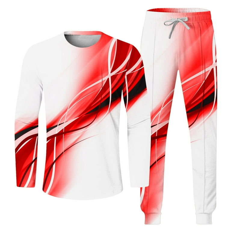 Honeeladyy Men's Tracksuit 2 Piece Long Sleeve Print