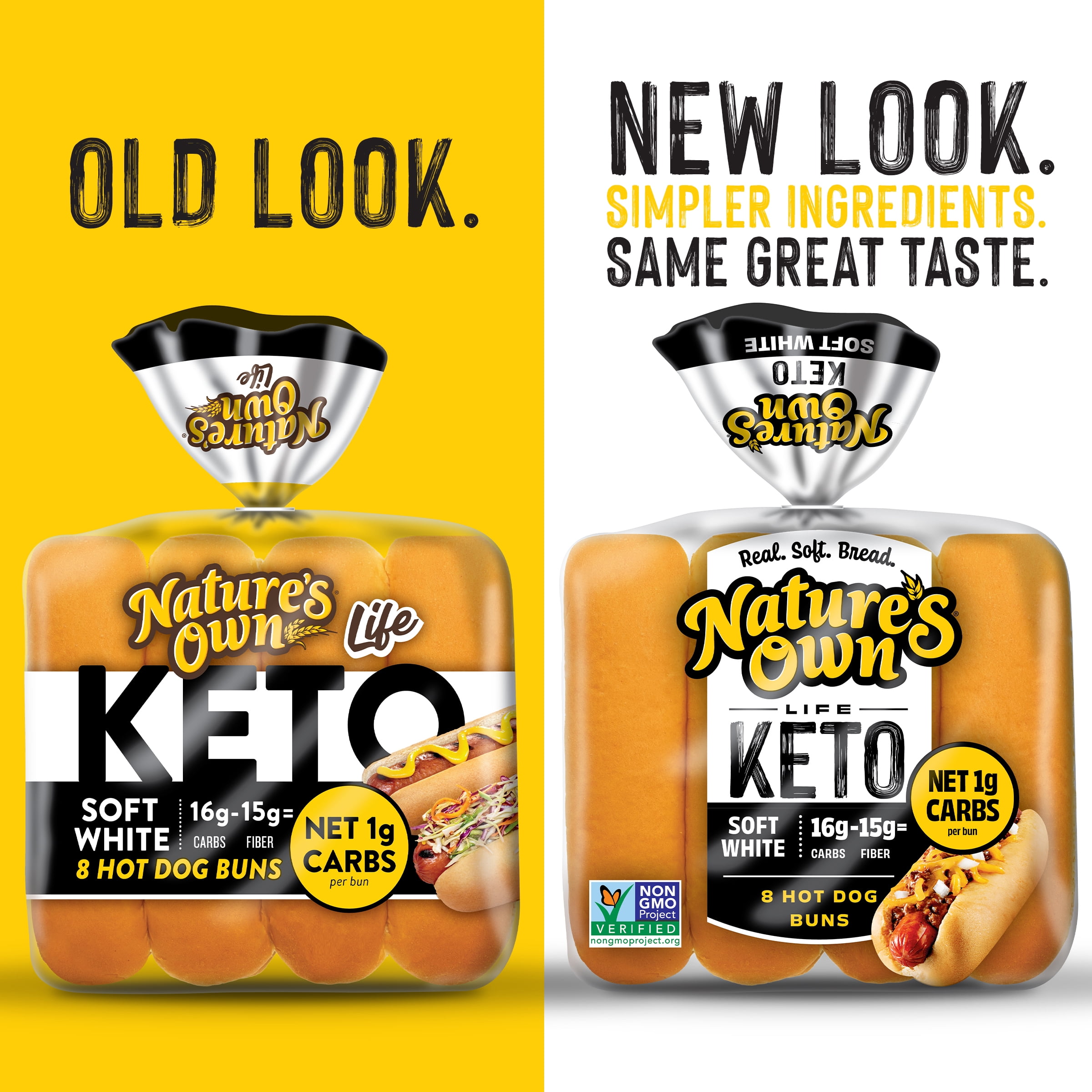 Nature's Own Life Keto Soft White Hotdog Buns, Non-GMO Keto Hotdog Buns, Keto Bread Buns, 8 Count