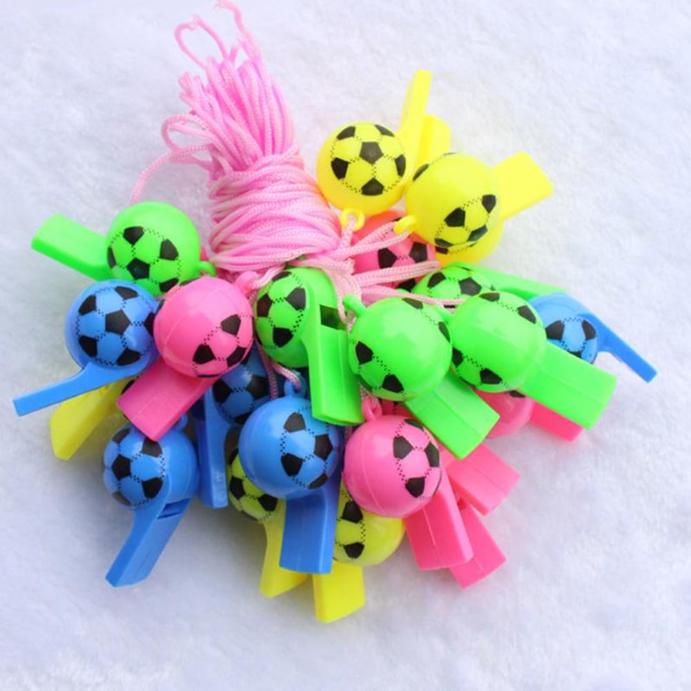 Random Color Bodhi2000® 10Pcs Mini Soccer Football Plastic Whistle Children Training Whistle Cheerleading Party Arena Toy 