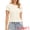 White, variant on DARING DIVA Women's Short Sleeve Crew Neck Button Down Knitted Tshirts XS White