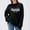 Black, variant on Women's Funny Graphic Print Oversized Pullover - Knit Long Sleeve Shirt, Casual Comfy Loose Fit Sweater