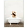 thumbnail image 5 of Kate and Laurel Golden Retriever in Rustic Bath Style Framed Canvas Wall Art by Amy Peterson 18 x 24 Sylvie White, Whimsical, Animals, Bathroom, Humor Art for Wall Decor, Living Room, Bedroom, 5 of 8