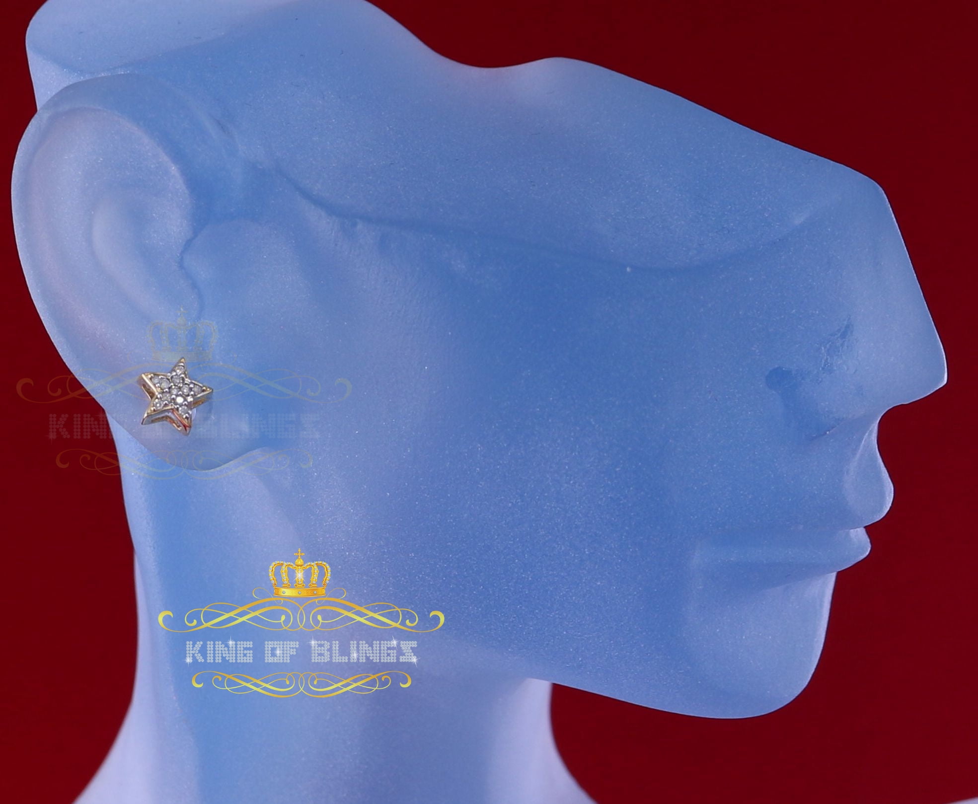 King of Bling's 925 Sterling Silver 0.10ct Diamond For Women's/ Men's Yellow Stud Star Earrings