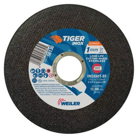 UPC: 0012382581305 | Weiler 804-58130 Tiger Ultracut Thin Cutting Wheels  Stainless Steel