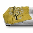thumbnail image 2 of Yellow Bird Soft Flannel Fleece Throw Blanket, Tree of Uncolored Doodle Birds Singing on Branches, Cozy Plush for Indoor and Outdoor Use, 70" x 90", Earth Yellow White, by Ambesonne, 2 of 5