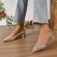 thumbnail image 6 of Dakaela Rhinestones Flats for Womens Closed Pointed Toe Chunky Low Heels Ballet Flat Comfortable Dressy Work Slip On Casual Shoes Size 6,Gold, 6 of 9