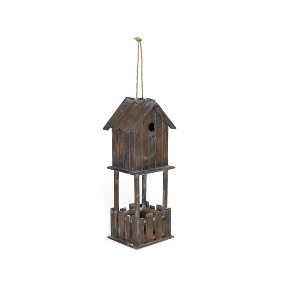 Contemporary Home Living 22.5" Brown Birdhouse with Small Bottom Planter