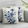 thumbnail image 2 of COMIO Pillowcase 2-Piece Set Short Plush Pillow Cover Modern Blue Floral Painting White, 2 of 6
