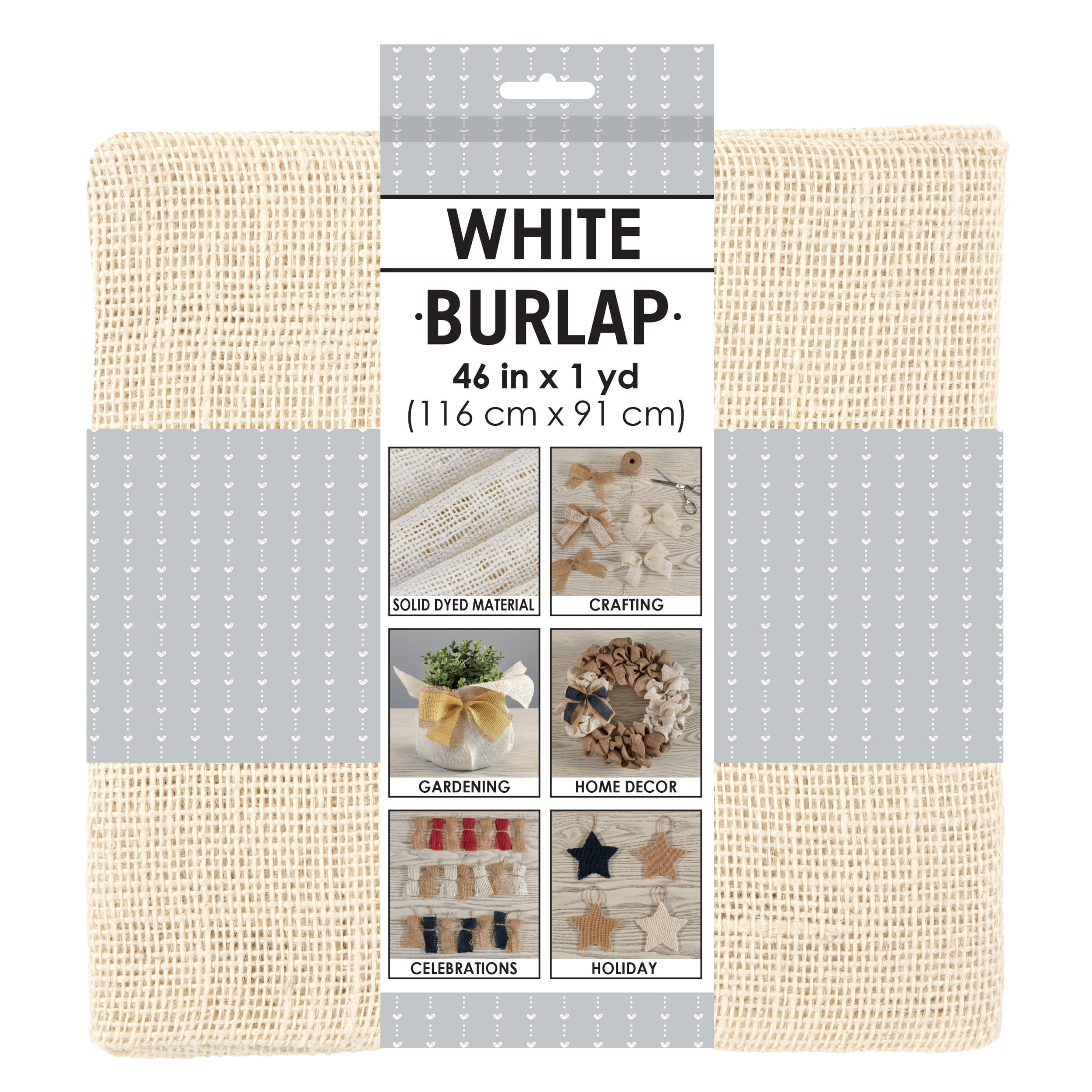 (2 pack) Allen Company Precut Natural Jute Burlap, Finished Edges, 46"W x 1-Yard, White