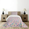 thumbnail image 4 of Ambesonne Blue Pink Quilted Bedspread Set 2 Pcs, Vintage Landmarks, Twin Size, Pale Pink and Pale Blue, 4 of 5