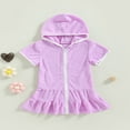 thumbnail image 2 of Robe de Plage à Capuchon pour Filles, Cache-Maillot de Bain pour Piscine, Peignoir en Éponge, Serviette, Robe de Plage, Tout-Petit Bébé pour Maillots de Bain, 2 of 7