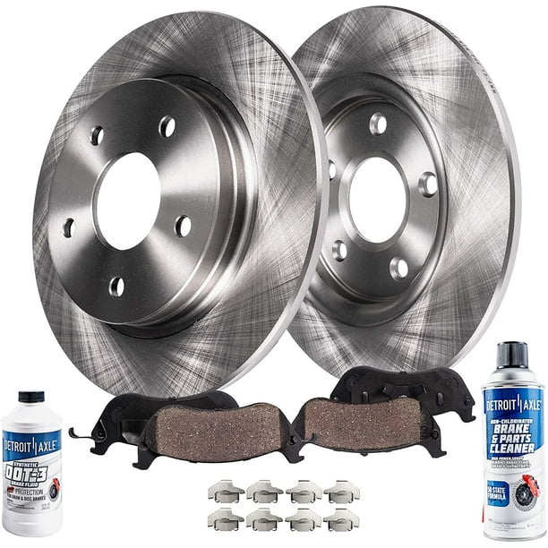 Detroit Axle 268mm Rear Rotors Brake Pads w/Cleaner Fluid Replacement